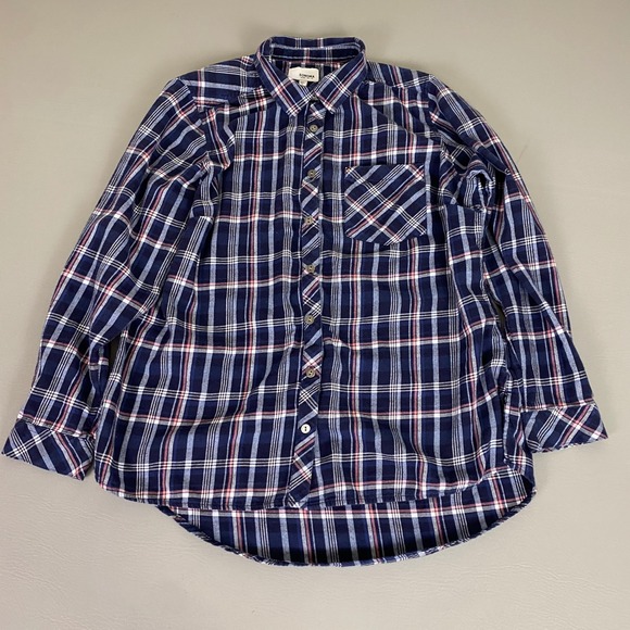 Sonoma Goods For Life Tops - Sonoma Flannel Shirt Women's Size Large‎ Blue Red White Plaid Button Down Shirt